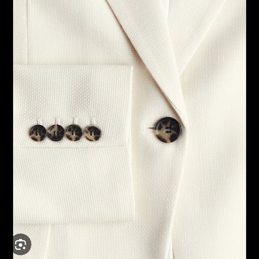 Elegant Cream Blazer with Tortoise Buttons
